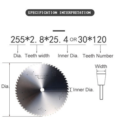 2-5 mm di spessore denti in carburo di alluminio TCT METALIZZAZIONE DI METALIZZAZIONE CIRCULARE con rivestimento in oro